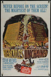 6g416 HERCULES UNCHAINED 1sh '60 Ercole e la regina di Lidia, world's mightiest man Steve Reeves!