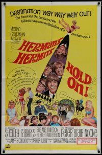 6g423 HOLD ON 1sh '66 rock & roll, great image of Herman's Hermits, Shelley Fabares!