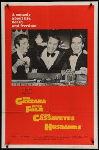 6g439 HUSBANDS int'l 1sh '70 Ben Gazzara, Peter Falk & John Cassavetes in bow ties!