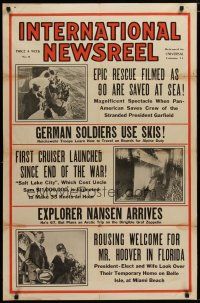 6g004 INTERNATIONAL NEWSREEL Vol 11 No 8 1sh '29 epic rescue filmed at sea, German soldiers on skis!