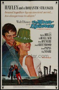 6g580 MOON-SPINNERS style A 1sh '64 artwork of pretty Hayley Mills hiding, Peter McEnery!