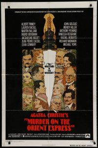 6g589 MURDER ON THE ORIENT EXPRESS 1sh '74 Agatha Christie, great art of cast by Richard Amsel!
