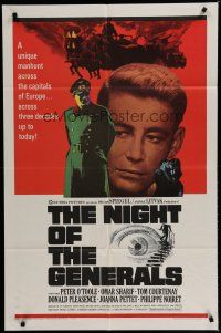 6g608 NIGHT OF THE GENERALS style A 1sh '67 WWII officer Peter O'Toole in manhunt across Europe!