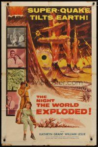 6g611 NIGHT THE WORLD EXPLODED 1sh '57 a super-quake tilts the Earth, nature goes mad!
