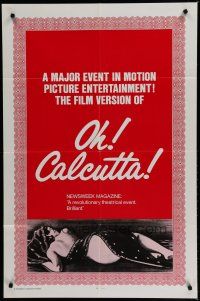 6g625 OH CALCUTTA 1sh '72 Jacques Levy directed sex musical, near naked lady art!
