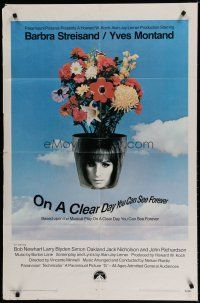 6g628 ON A CLEAR DAY YOU CAN SEE FOREVER 1sh '70 cool image of Barbra Streisand in flower pot!