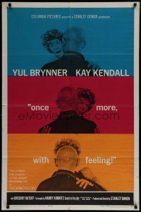6g632 ONCE MORE WITH FEELING 1sh '60 three romantic kiss close ups of Yul Brynner & Kay Kendall!