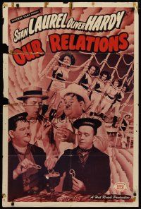 6g642 OUR RELATIONS 1sh R48 great images of Stan Laurel & Oliver Hardy!