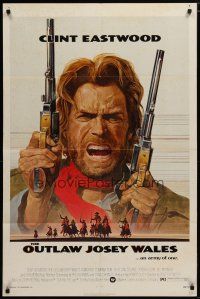 6g645 OUTLAW JOSEY WALES 1sh '76 Clint Eastwood is an army of one, cool double-fisted art!