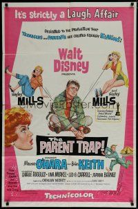 6g653 PARENT TRAP 1sh '61 Disney, Hayley Mills, Maureen O'Hara, Brian Keith!