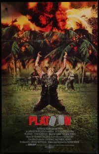6g671 PLATOON int'l without border style 1sh '86 Stone, Vietnam, Willem Dafoe in classic scene!