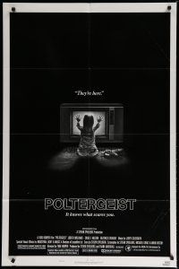6g675 POLTERGEIST style B 1sh '82 Tobe Hooper, classic, they're here, Heather O'Rourke by TV!