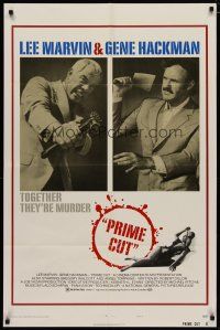 6g681 PRIME CUT style B 1sh '72 Lee Marvin w/machine gun, Gene Hackman w/cleaver!
