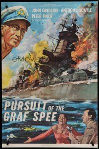 6g696 PURSUIT OF THE GRAF SPEE 1sh '57 Powell & Pressburger, great art of exploding ship!