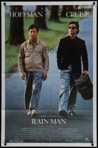 6g705 RAIN MAN 1sh '88 Tom Cruise & autistic Dustin Hoffman, directed by Barry Levinson!