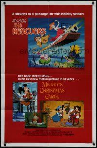 6g721 RESCUERS/MICKEY'S CHRISTMAS CAROL 1sh '83 Disney double-feature for the holiday season!