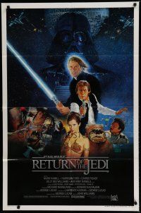 6g724 RETURN OF THE JEDI style B int'l 1sh '83 George Lucas classic, cast montage art by Sano!