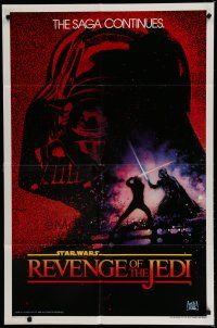 6g725 RETURN OF THE JEDI undated teaser 1sh '83 George Lucas classic, Revenge of the Jedi, Drew art