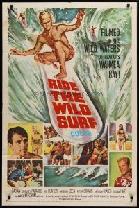 6g733 RIDE THE WILD SURF 1sh '64 Fabian, ultimate poster for surfers to display on their wall!