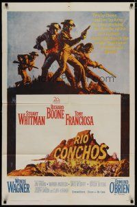 6g735 RIO CONCHOS 1sh '64 art of Richard Boone, Stuart Whitman & Tony Franciosa by Frank McCarthy!