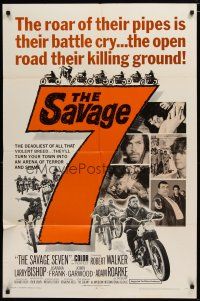 6g753 SAVAGE SEVEN 1sh '68 AIP, bad bikers, the open road their killing ground!