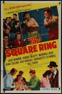 6g803 SQUARE RING 1sh '55 art of boxer Robert Beatty over boxing ring + sexy Kay Kendall!
