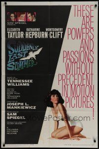 6g825 SUDDENLY, LAST SUMMER 1sh '60 artwork of super sexy Elizabeth Taylor in swimsuit!