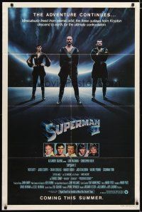 6g834 SUPERMAN II teaser 1sh '81 Christopher Reeve, Terence Stamp, cool image of villains!