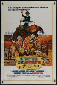 6g835 SUPPORT YOUR LOCAL GUNFIGHTER 1sh '71 Latigo, art of cowboy James Garner on donkey!