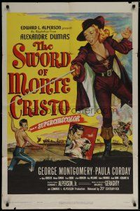 6g840 SWORD OF MONTE CRISTO 1sh '51 George Montgomery in Alexandre Dumas adaptation, sexy art!