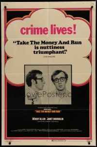 6g841 TAKE THE MONEY & RUN 1sh '69 wacky Woody Allen mugshot in classic mockumentary!