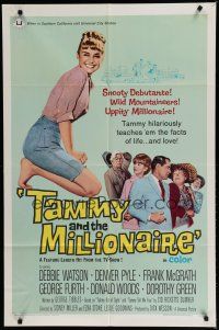 6g845 TAMMY & THE MILLIONAIRE 1sh '67 sexy Debbie Watson learns facts of love, from the TV show!
