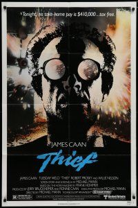 6g865 THIEF 1sh '81 Michael Mann, cool image of James Caan, Violent Streets!