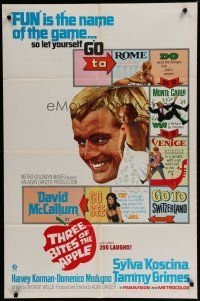 6g873 THREE BITES OF THE APPLE 1sh '67 David McCallum, great board game poster design!