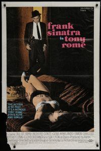 6g897 TONY ROME 1sh '67 detective Frank Sinatra w/gun & sexy near-naked girl on bed!