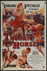 6g904 TROJAN HORSE 1sh '62 mighty Steve Reeves in a surging spectacle of savagery & sex!