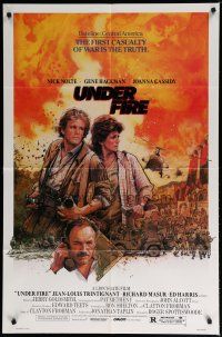 6g918 UNDER FIRE 1sh '83 Nick Nolte, Gene Hackman, Joanna Cassidy, great Struzan art!