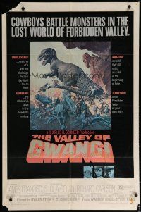 6g933 VALLEY OF GWANGI 1sh '69 Ray Harryhausen, artwork of cowboys vs dinosaurs by Frank McCarthy!