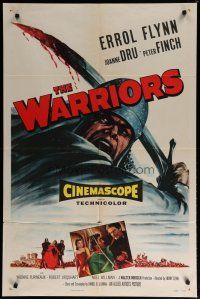 6g952 WARRIORS 1sh '55 Errol Flynn, Joanne Dru & Peter Finch, bloody sword art!