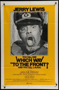 6g970 WHICH WAY TO THE FRONT 1sh '70 wacky c/u of Jerry Lewis as German general w/monocle!