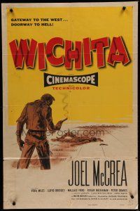 6g976 WICHITA 1sh '55 Joel McCrea, Lloyd Bridges & Vera Miles in Kansas, doorway to hell!