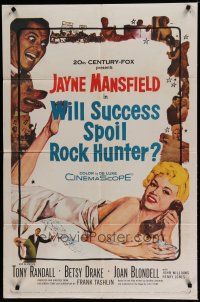 6g982 WILL SUCCESS SPOIL ROCK HUNTER 1sh '57 super sexy Jayne Mansfield wearing only a sheet!