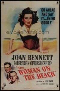 6g986 WOMAN ON THE BEACH 1sh '46 go ahead and say it, sexy Joan Bennett is no good!