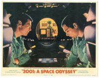 6h143 2001: A SPACE ODYSSEY LC #7 '68 Lockwood & Dullea try to hold discussion away from HAL 9000!