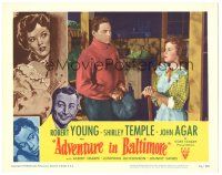 6h151 ADVENTURE IN BALTIMORE LC #3 '49 close up of John Agar & pretty Shirley Temple!