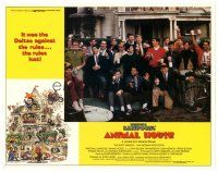 6h168 ANIMAL HOUSE int'l LC '78 John Belushi, Landis classic, great cast portrait by frat house!