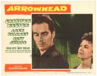 6h174 ARROWHEAD LC #3 '53 close up of Charlton Heston looking at Mary Sinclair behind him!
