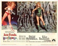 6h183 BARBARELLA LC #7 '68 great close up of sexy Jane Fonda backed against wall, Roger Vadim!