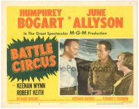 6h187 BATTLE CIRCUS LC #6 '53 close up of Humphrey Bogart between Robert Keith & June Allyson!