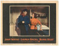 6h202 BLOOD ALLEY LC #5 '55 John Wayne stares at sexy Lauren Bacall in bedroom, William Wellman